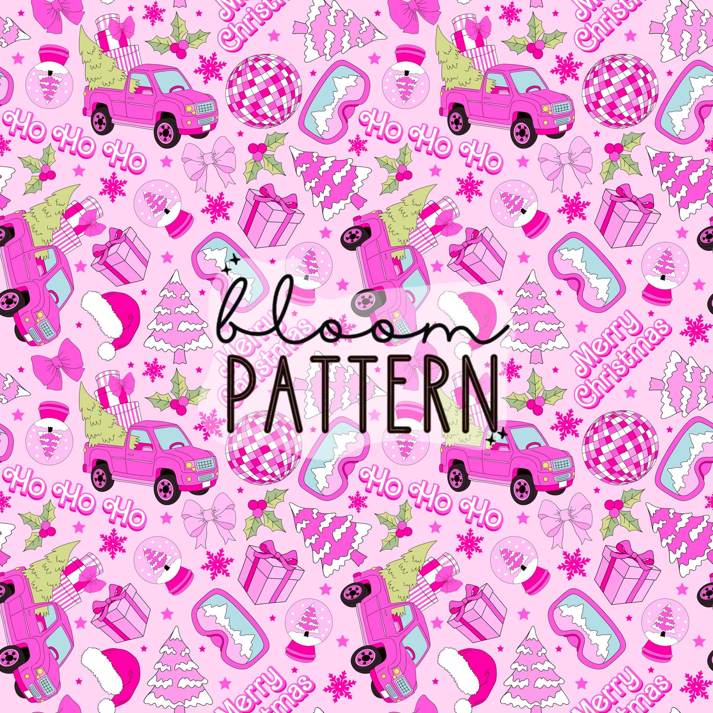 Pink Christmas Seamless Pattern