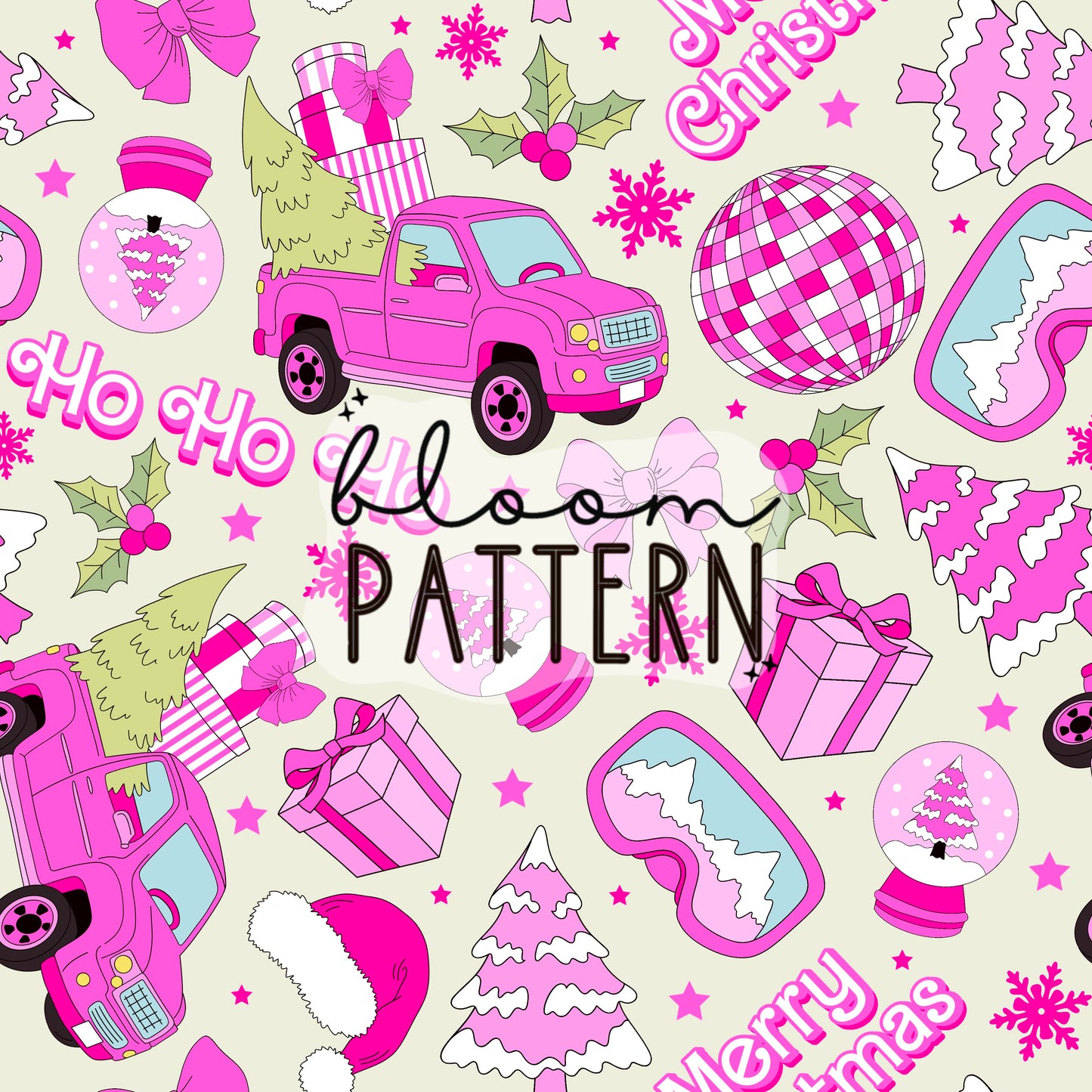 Pink Christmas Seamless Pattern