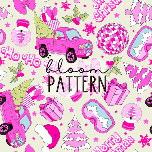 Pink Christmas Seamless Pattern