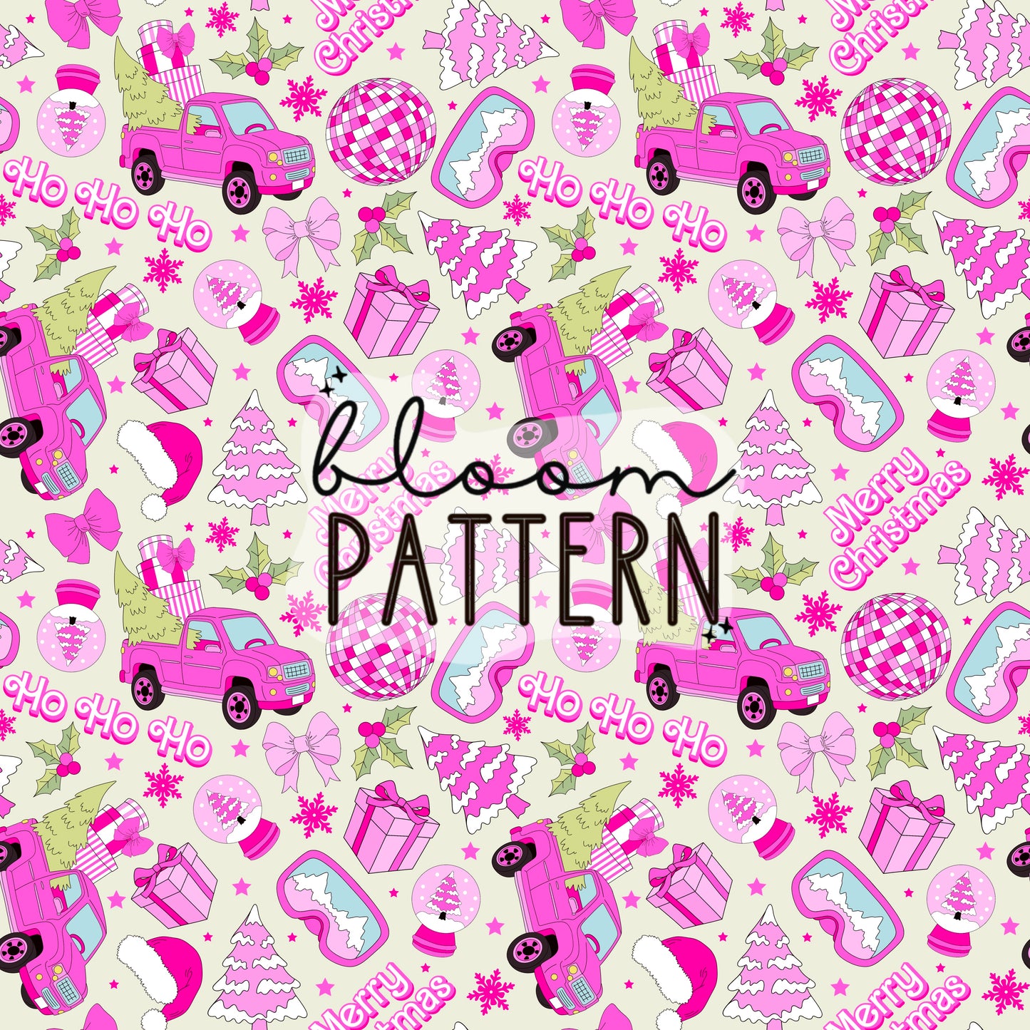 Pink Christmas Seamless Pattern