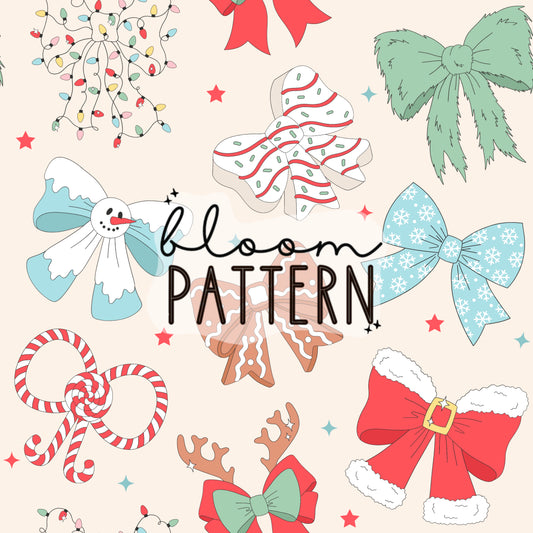 Christmas Bow Seamless Pattern