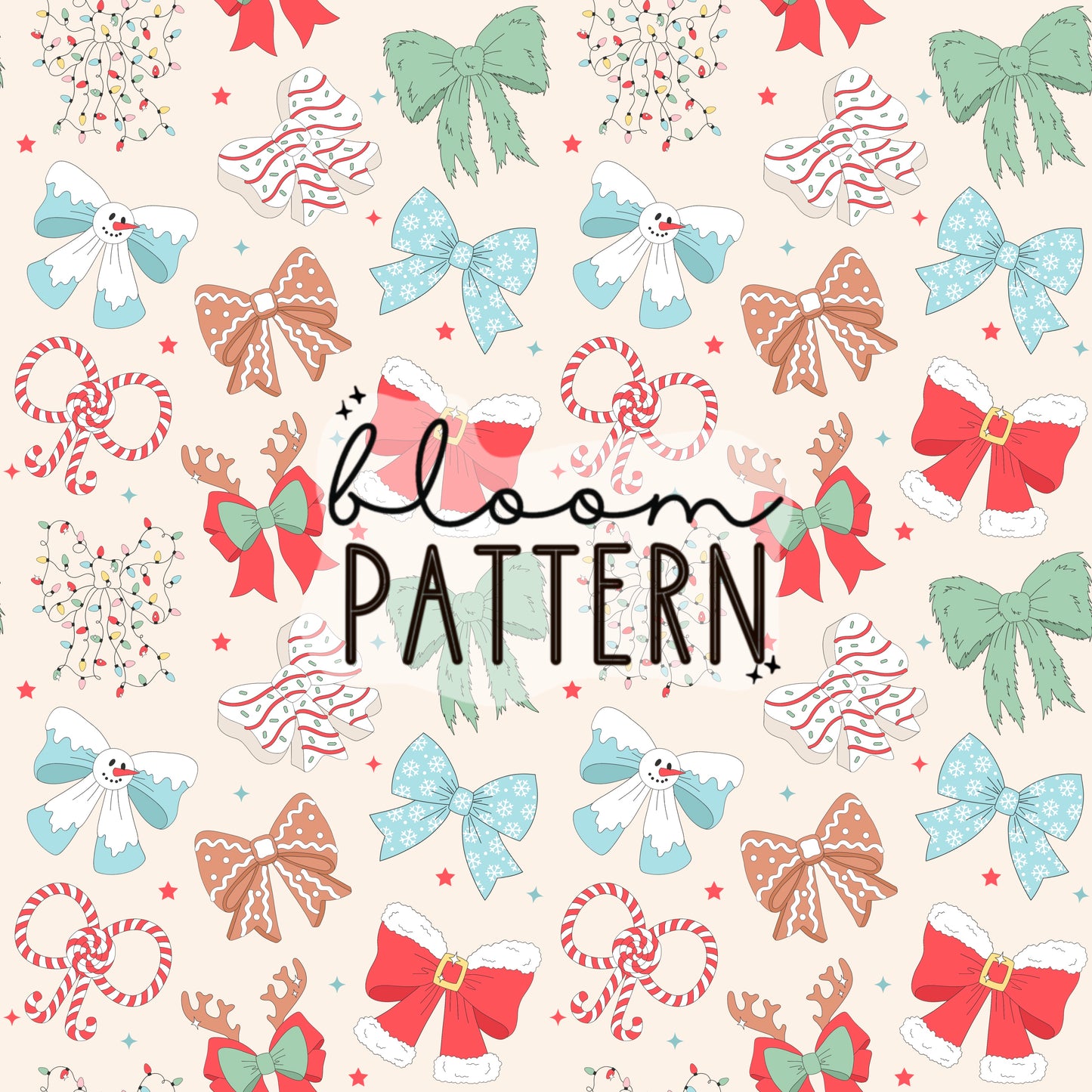 Christmas Bow Seamless Pattern