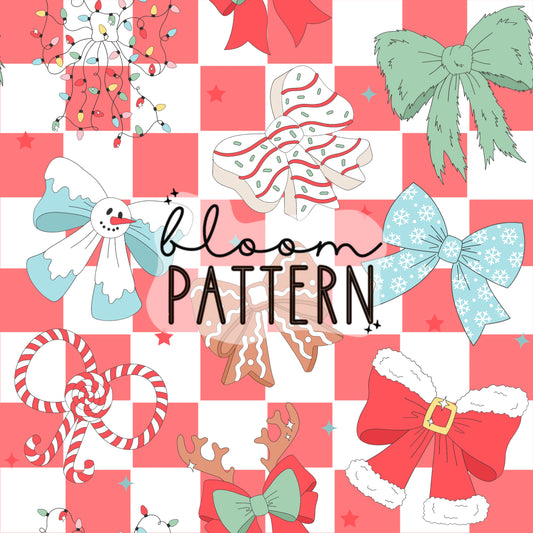 Christmas Bow Seamless Pattern