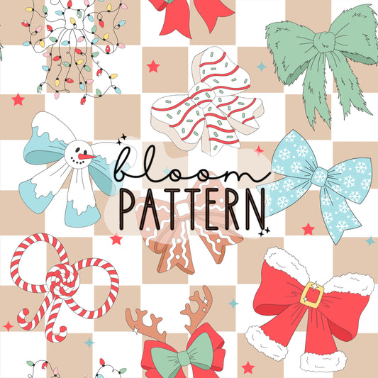 Christmas Bow Seamless Pattern