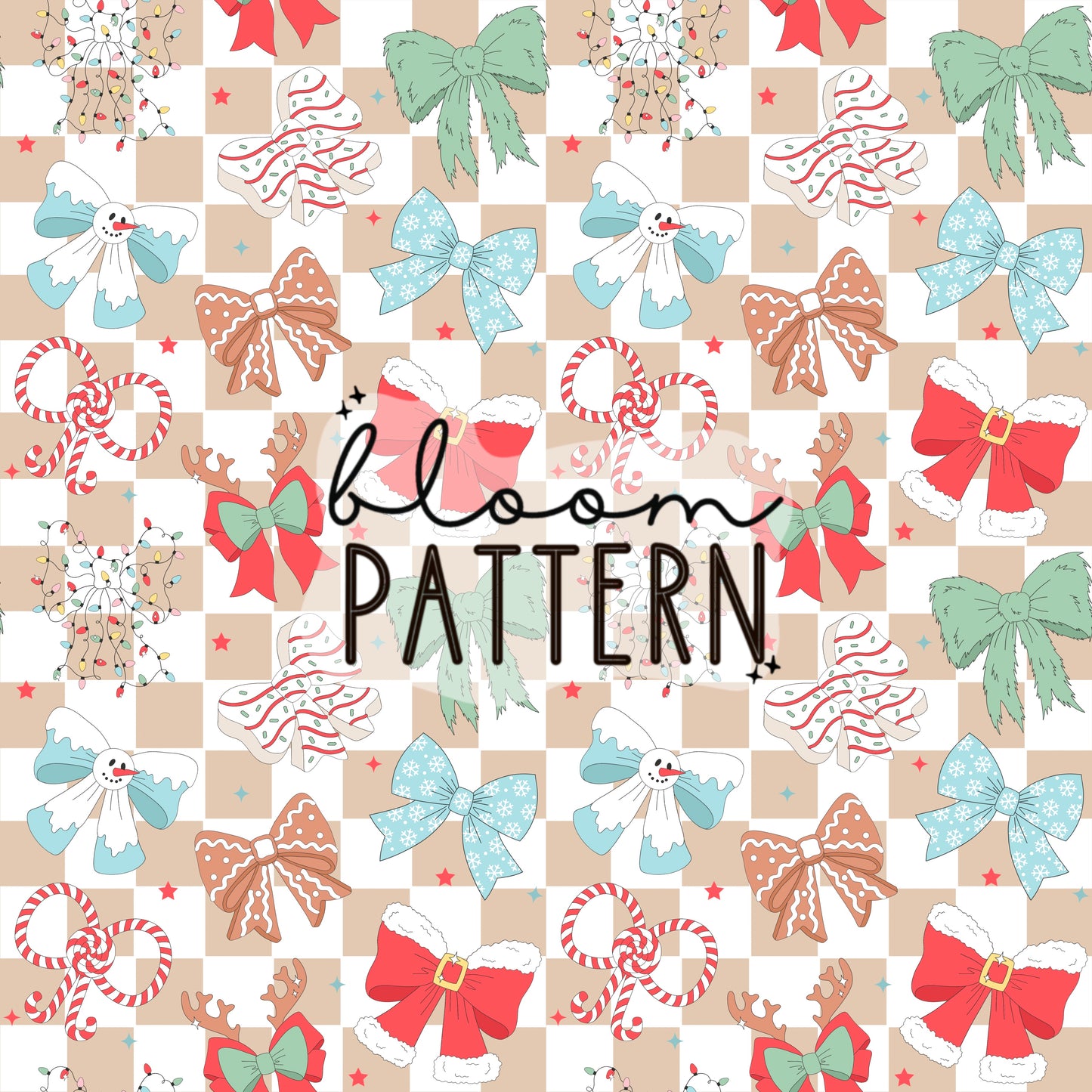 Christmas Bow Seamless Pattern