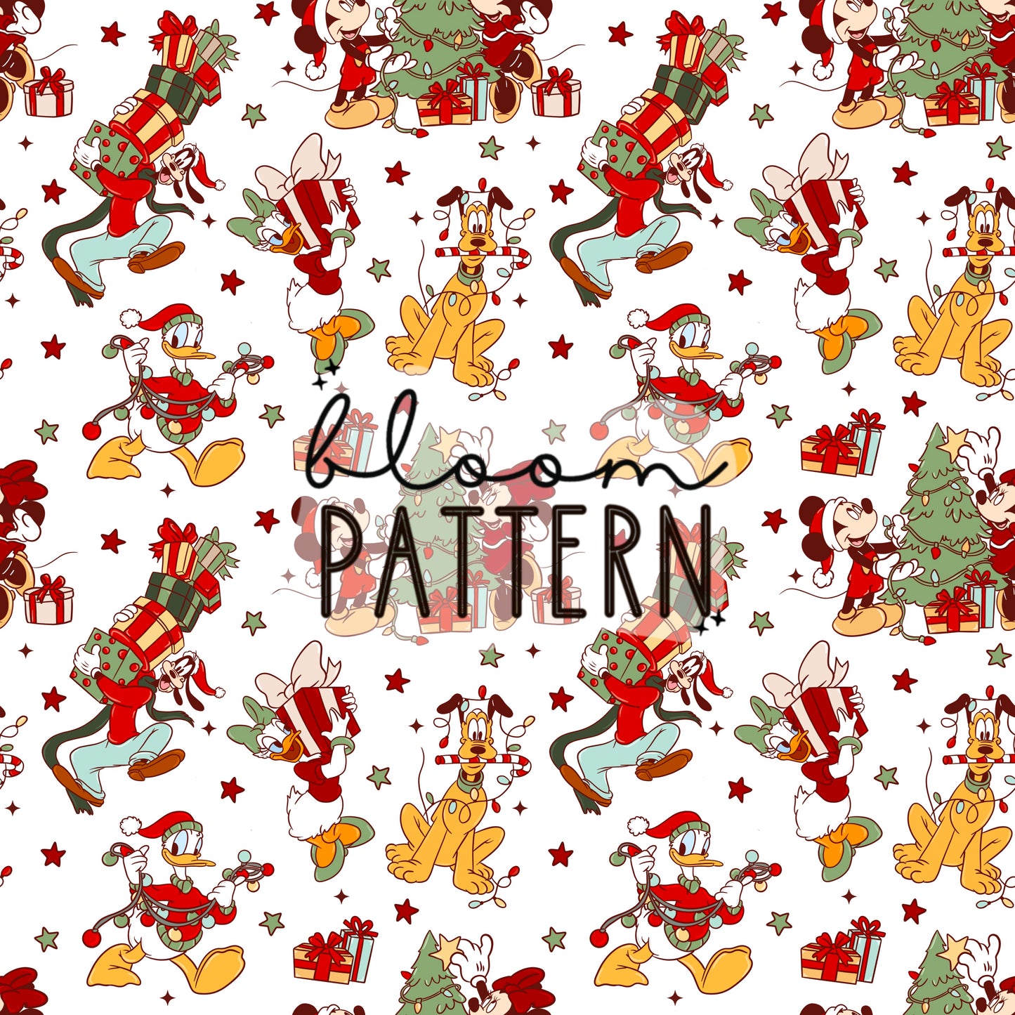 Mouse Christmas Tree Seamless Pattern