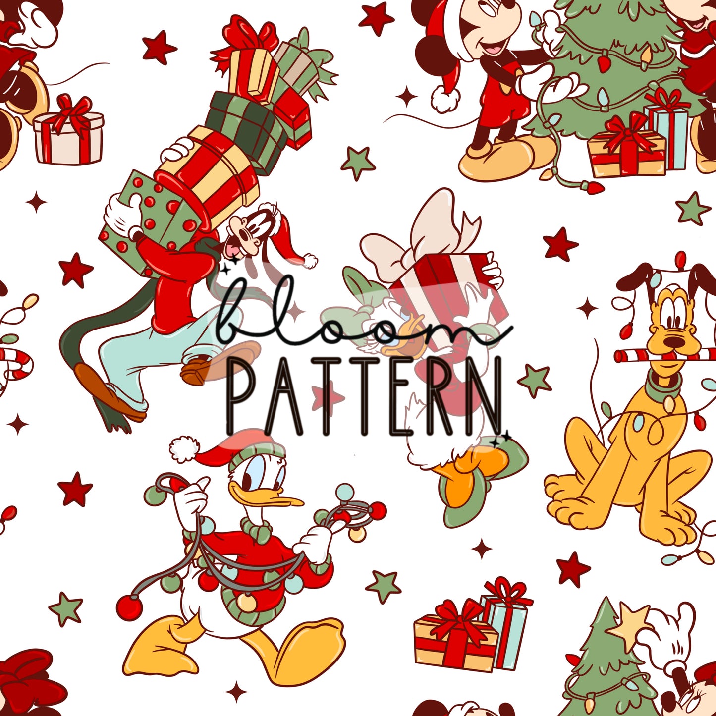 Mouse Christmas Tree Seamless Pattern