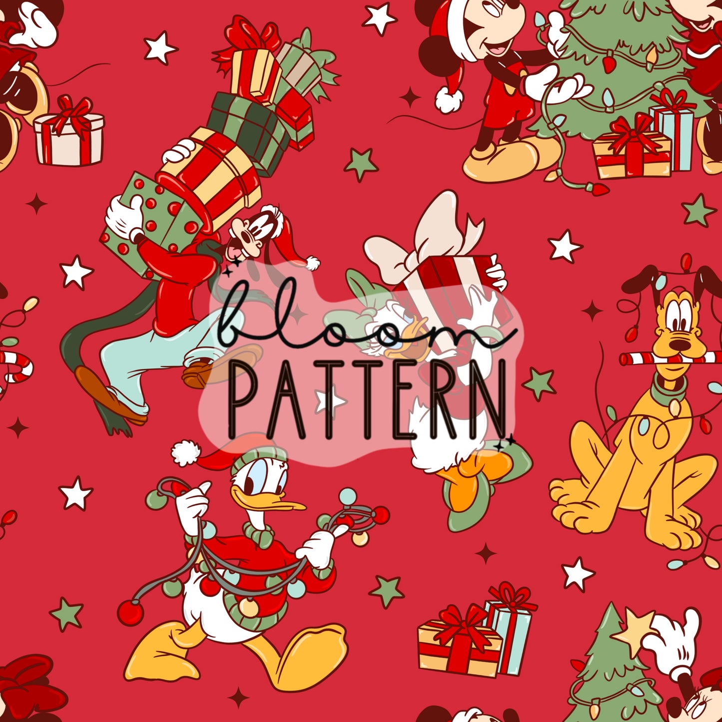 Mouse Christmas Tree Seamless Pattern