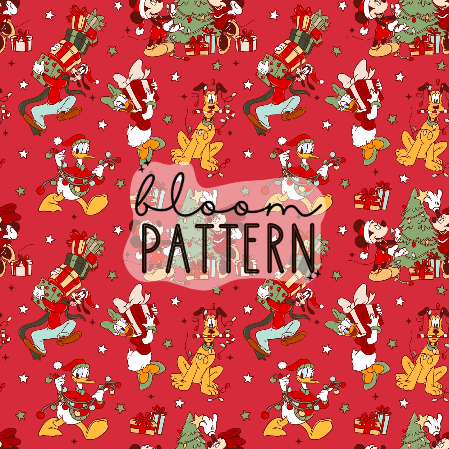 Mouse Christmas Tree Seamless Pattern