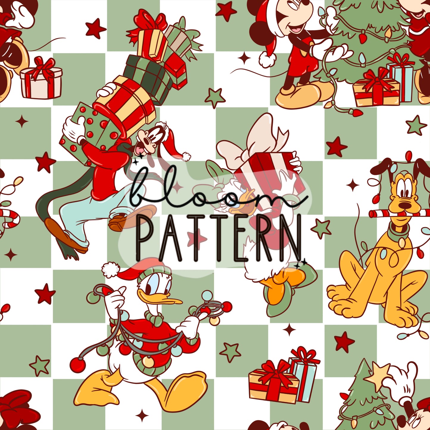 Mouse Christmas Tree Seamless Pattern