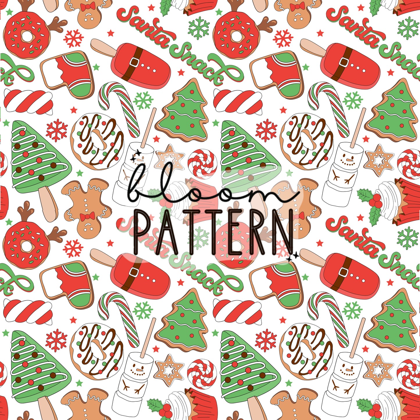 Christmas Santa Snacks Seamless Pattern