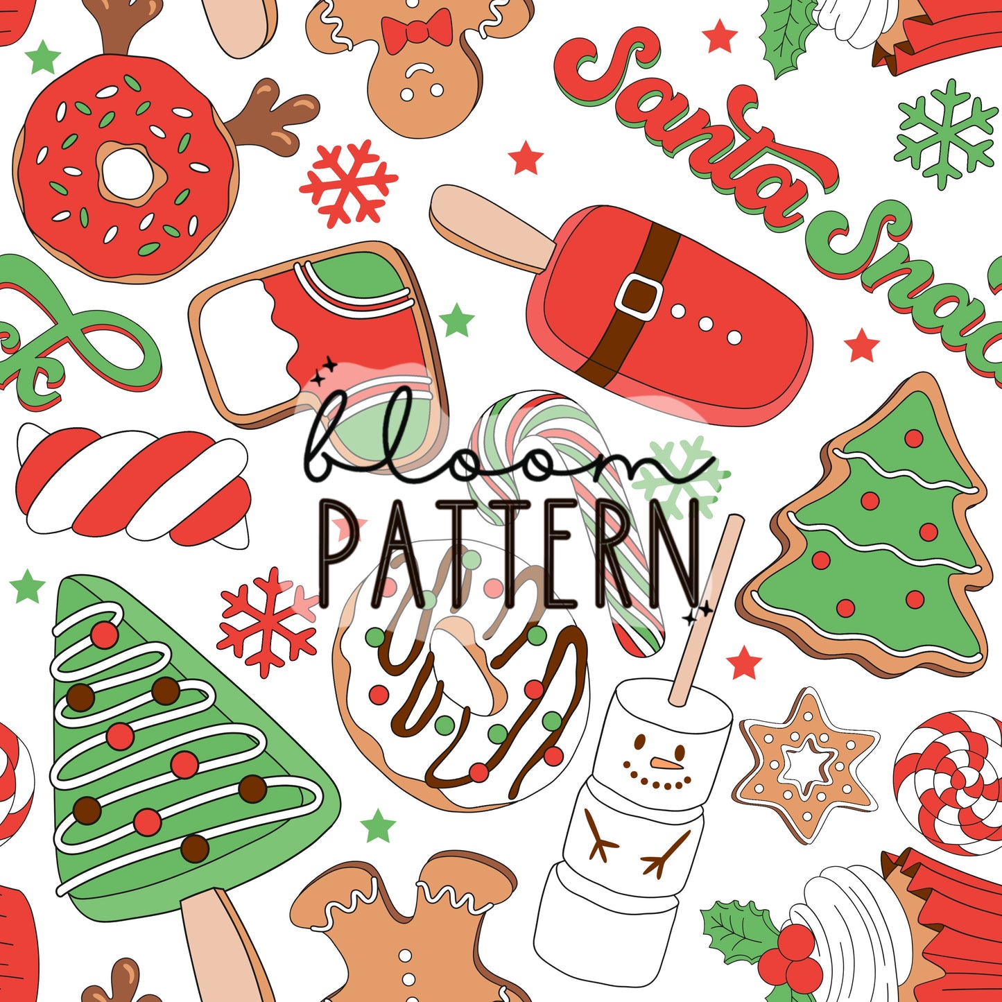 Christmas Santa Snacks Seamless Pattern