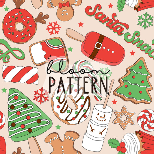 Christmas Santa Snacks Seamless Pattern