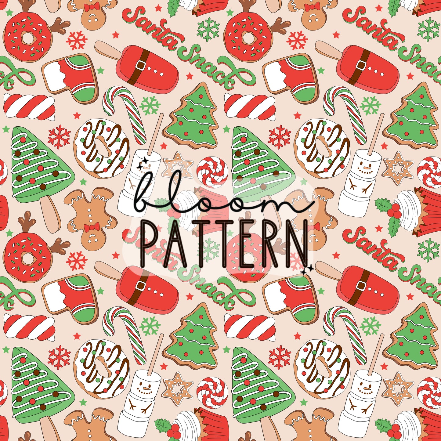 Christmas Santa Snacks Seamless Pattern