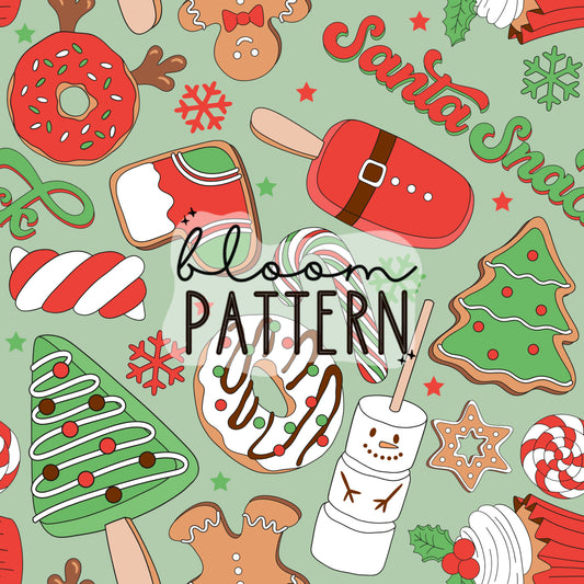 Christmas Santa Snacks Seamless Pattern