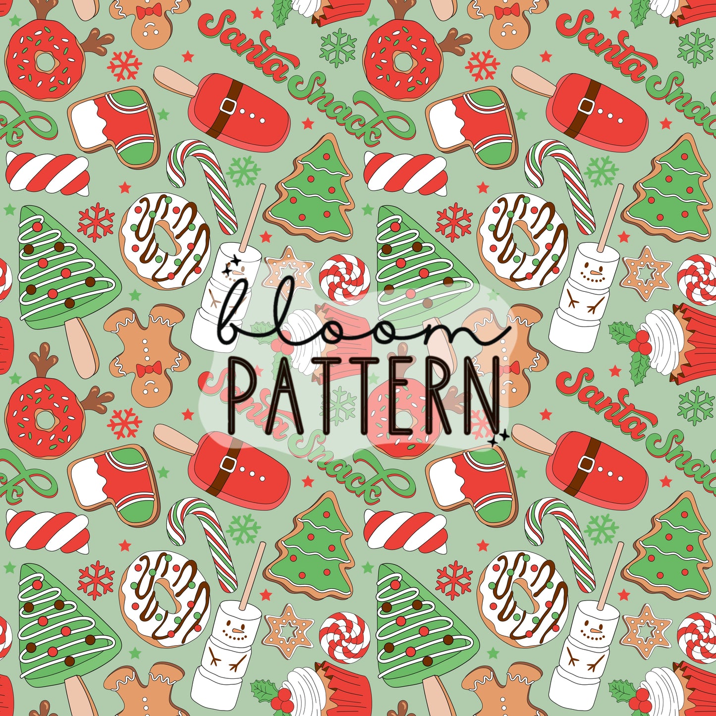 Christmas Santa Snacks Seamless Pattern