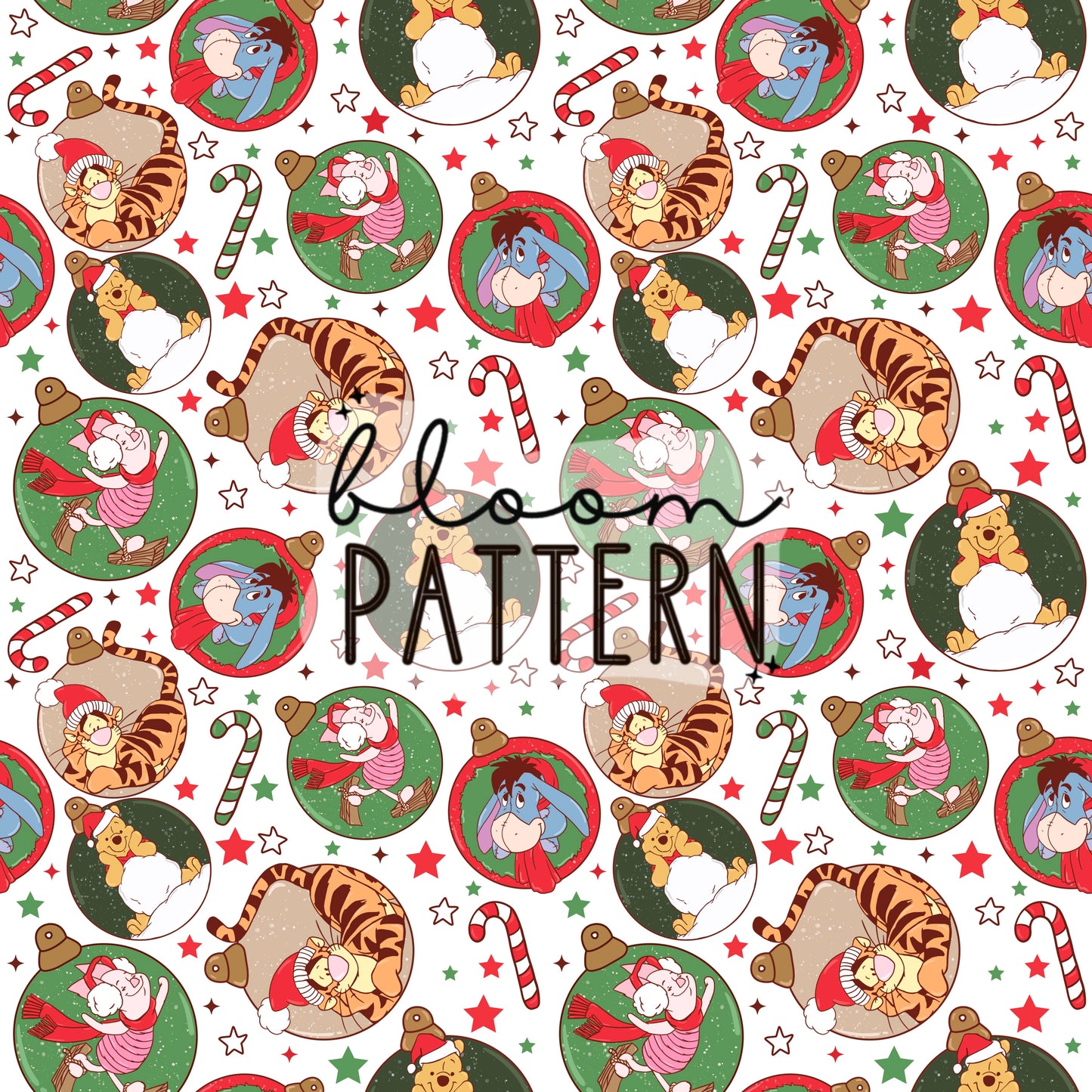 Pooh Christmas Seamless Pattern