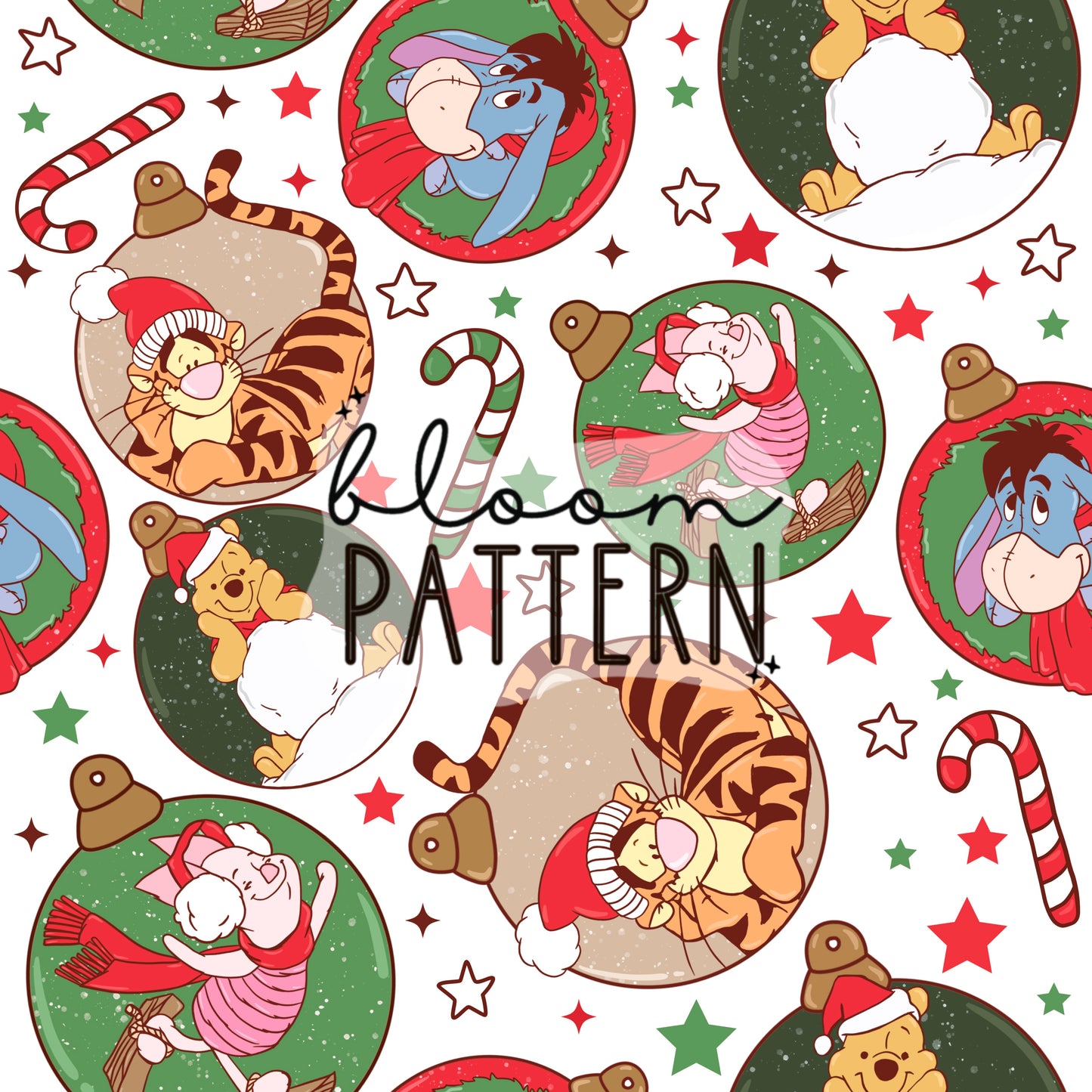 Pooh Christmas Seamless Pattern