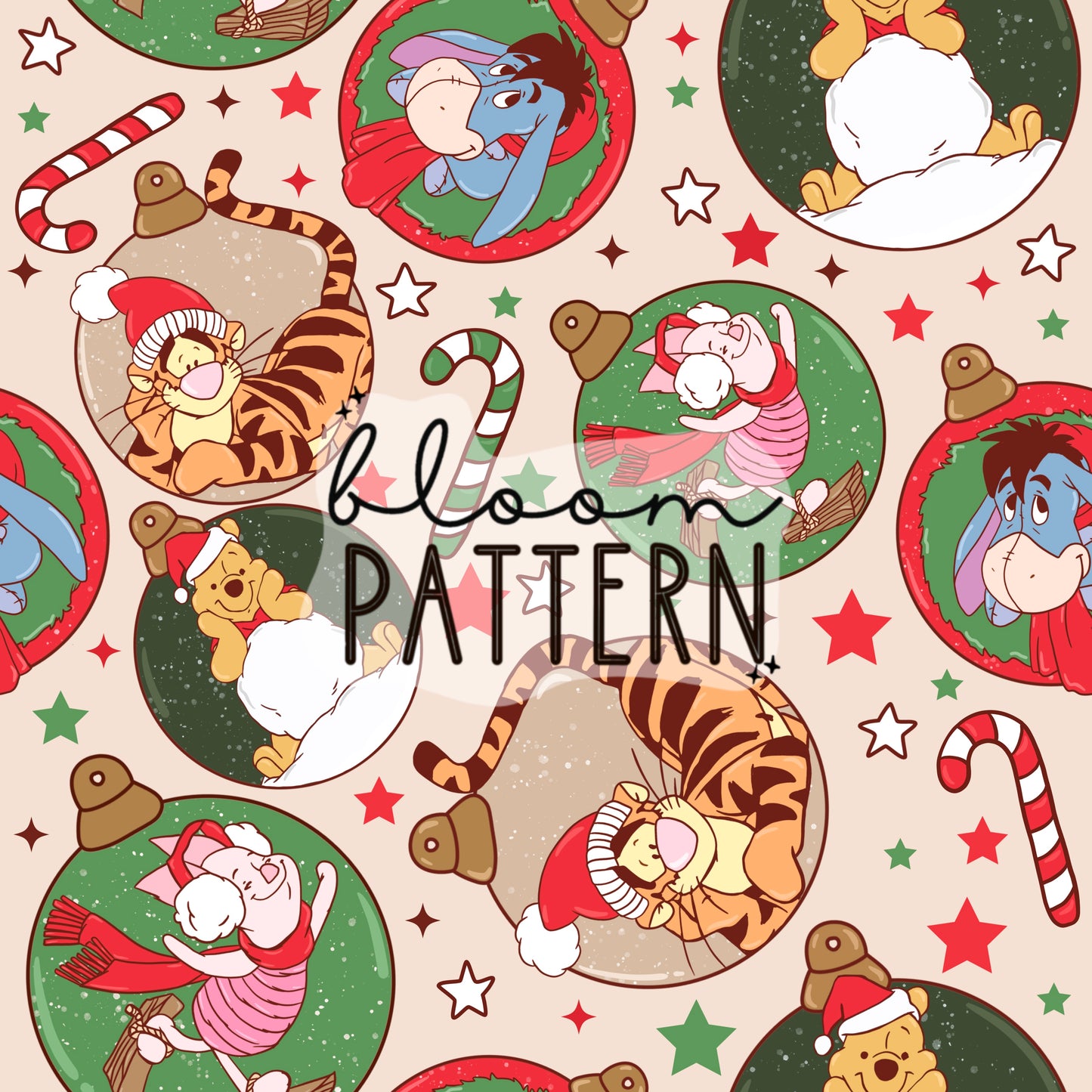 Pooh Christmas Seamless Pattern