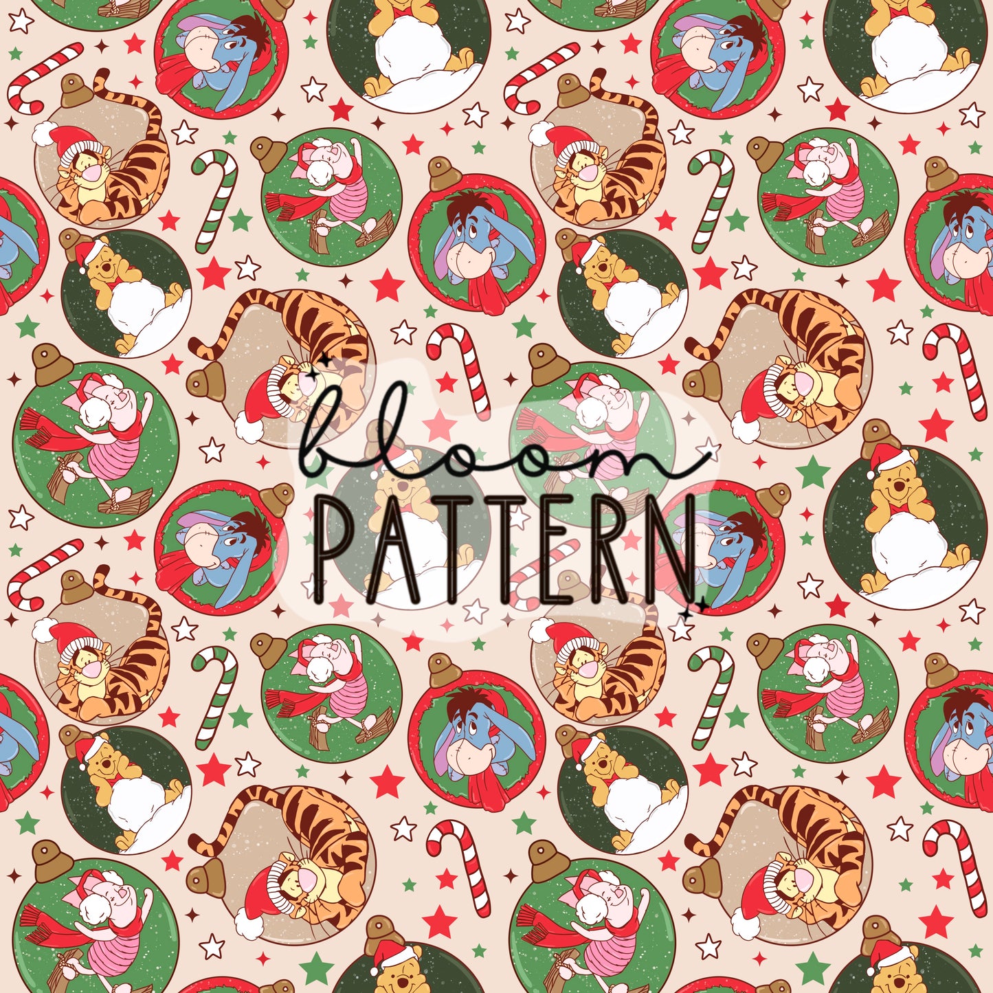 Pooh Christmas Seamless Pattern