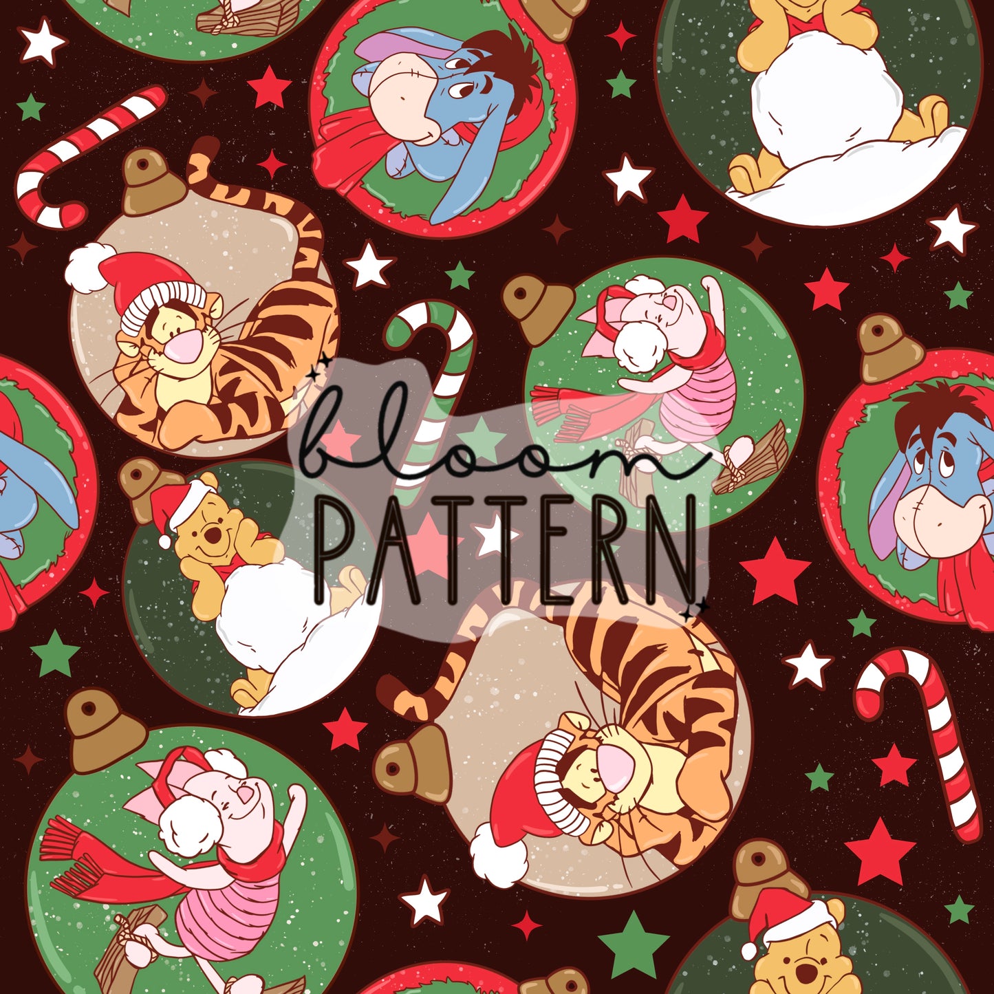 Pooh Christmas Seamless Pattern