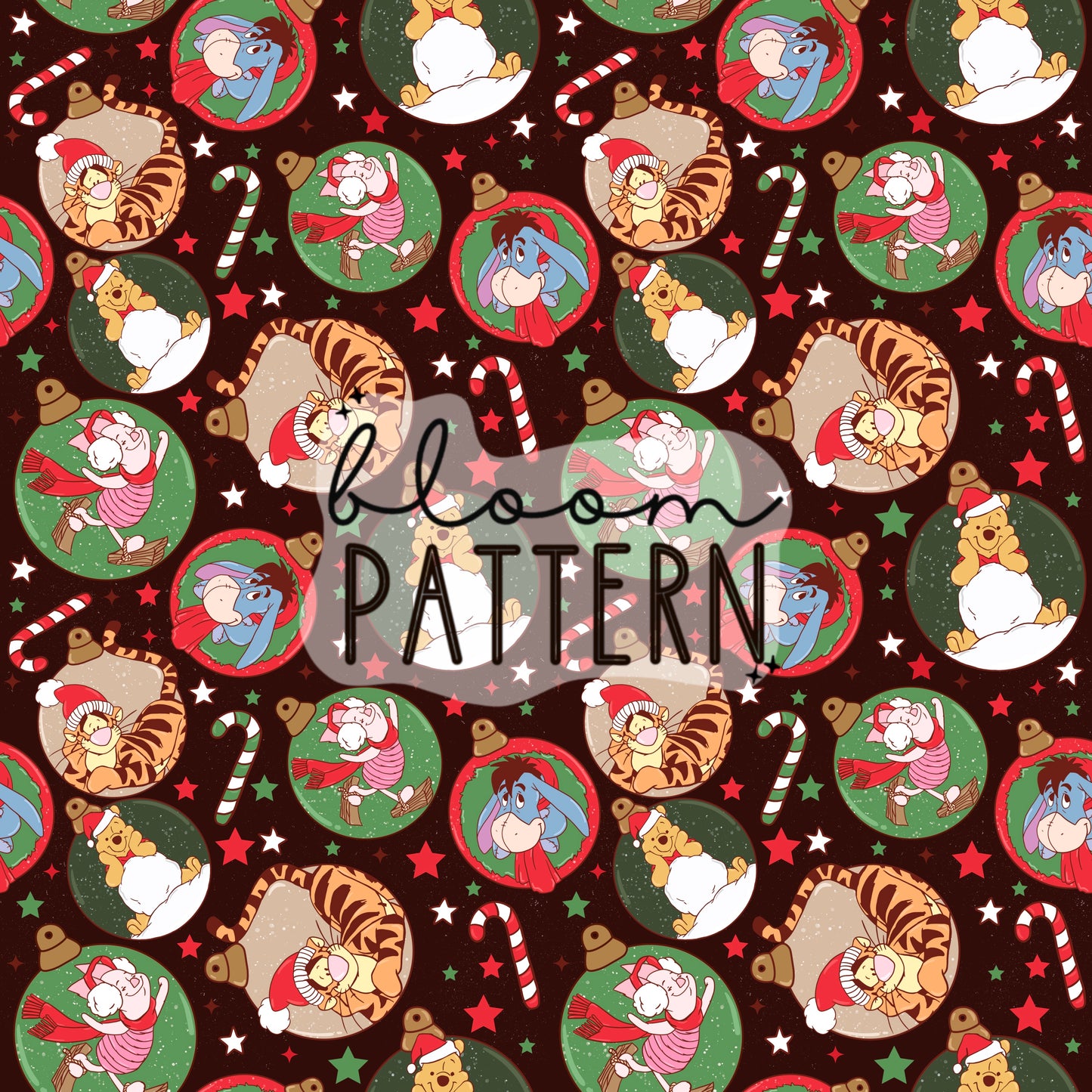 Pooh Christmas Seamless Pattern