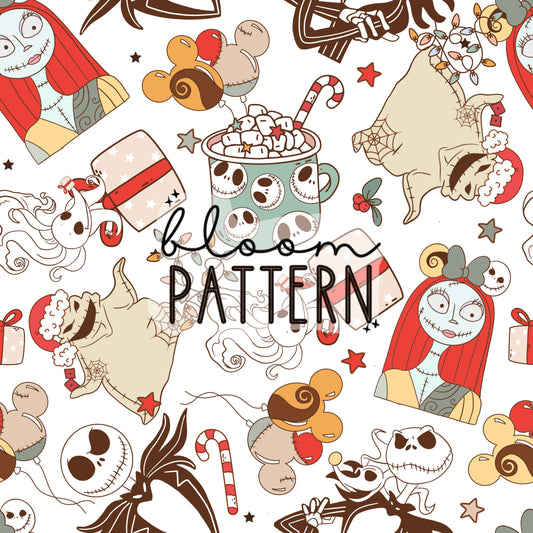 Nightmare Christmas Seamless Pattern