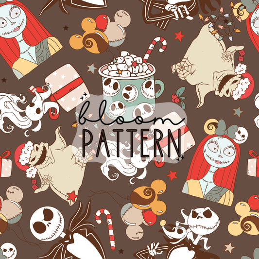 Nightmare Christmas Seamless Pattern