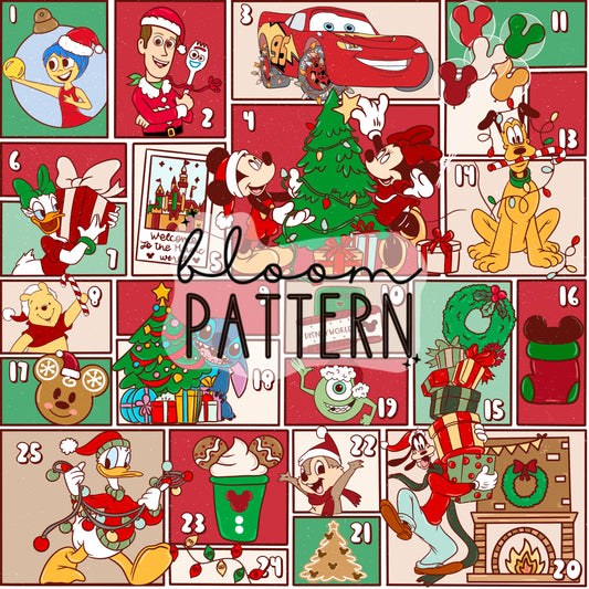 Advent Calendar Christmas Seamless Pattern