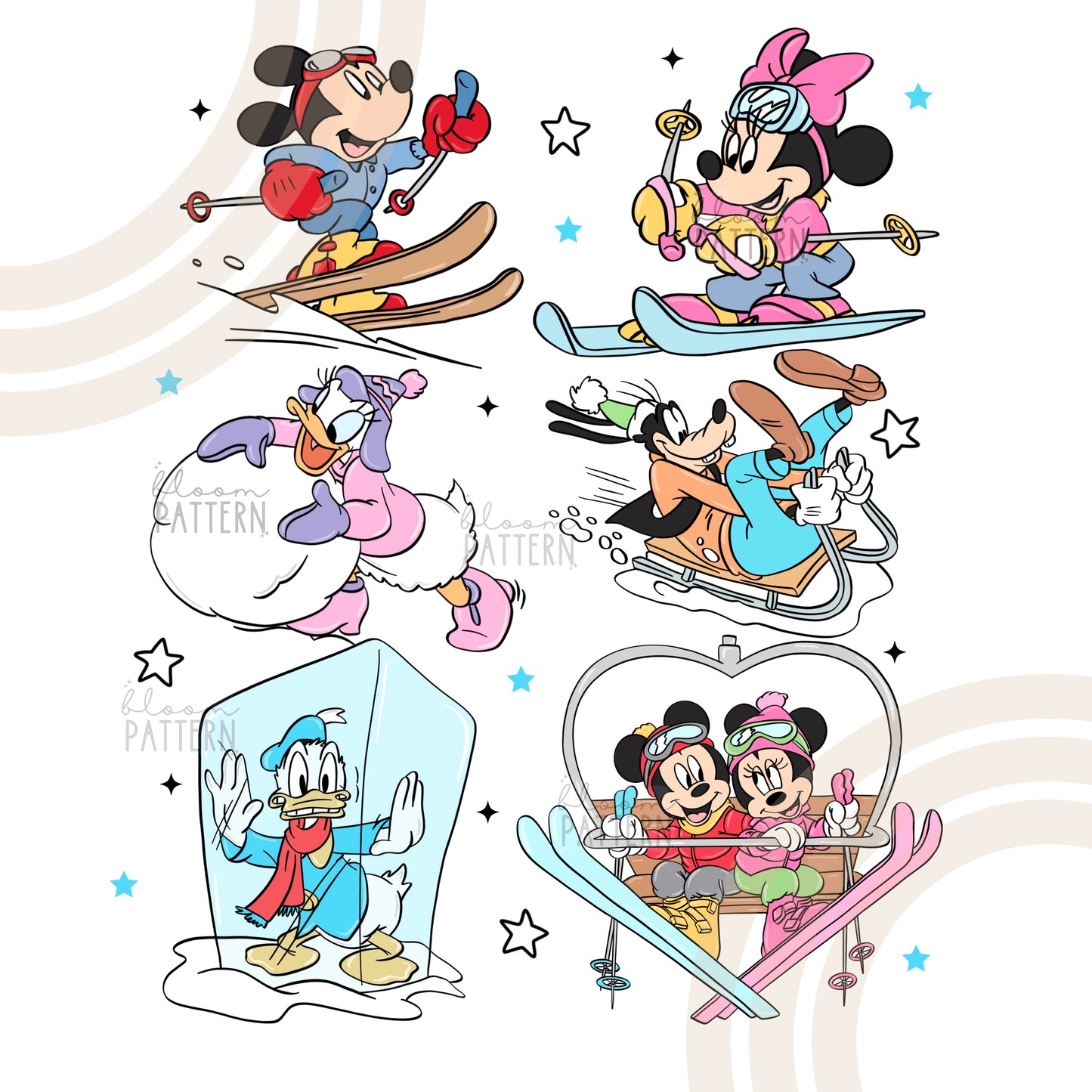 Snowboard Magical Mouse Christmas Sublimation Design