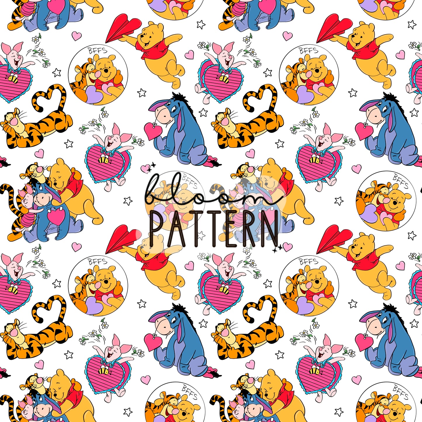 Pooh Valentines day Seamless Pattern