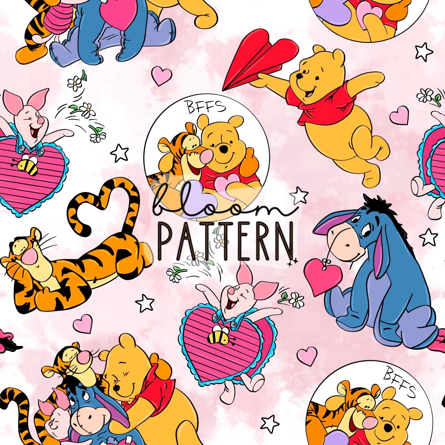 Pooh Valentines day Seamless Pattern