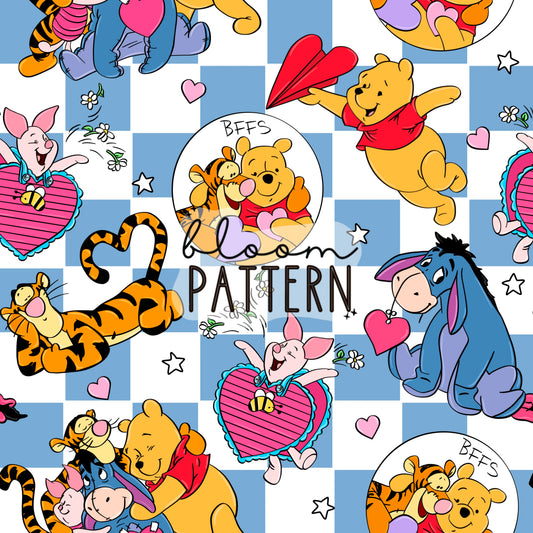 Pooh Valentines day Seamless Pattern