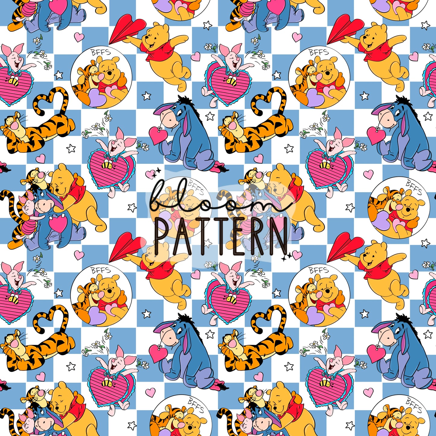 Pooh Valentines day Seamless Pattern