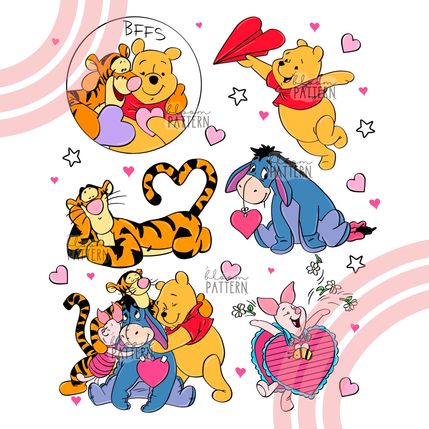 Pooh Valentines day Sublimation Design