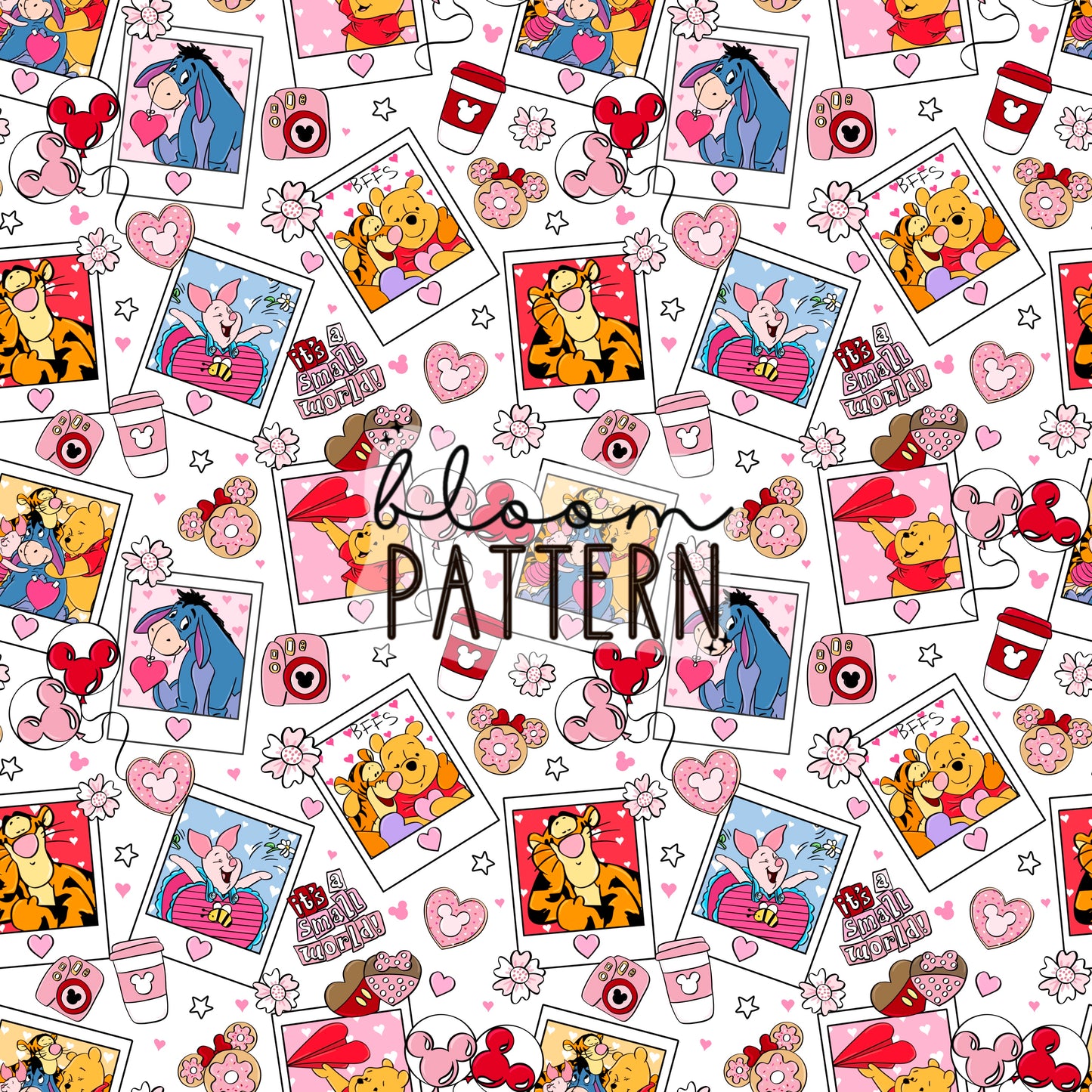 Pooh Valentines day Seamless Pattern