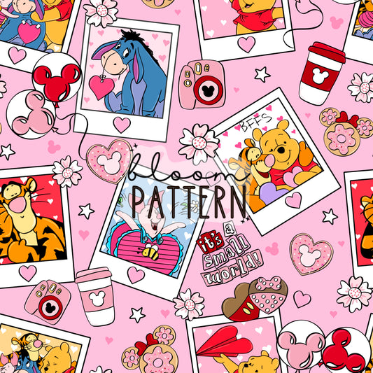 Pooh Valentines day Seamless Pattern