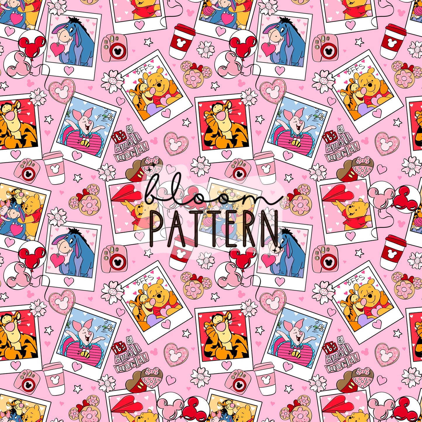 Pooh Valentines day Seamless Pattern