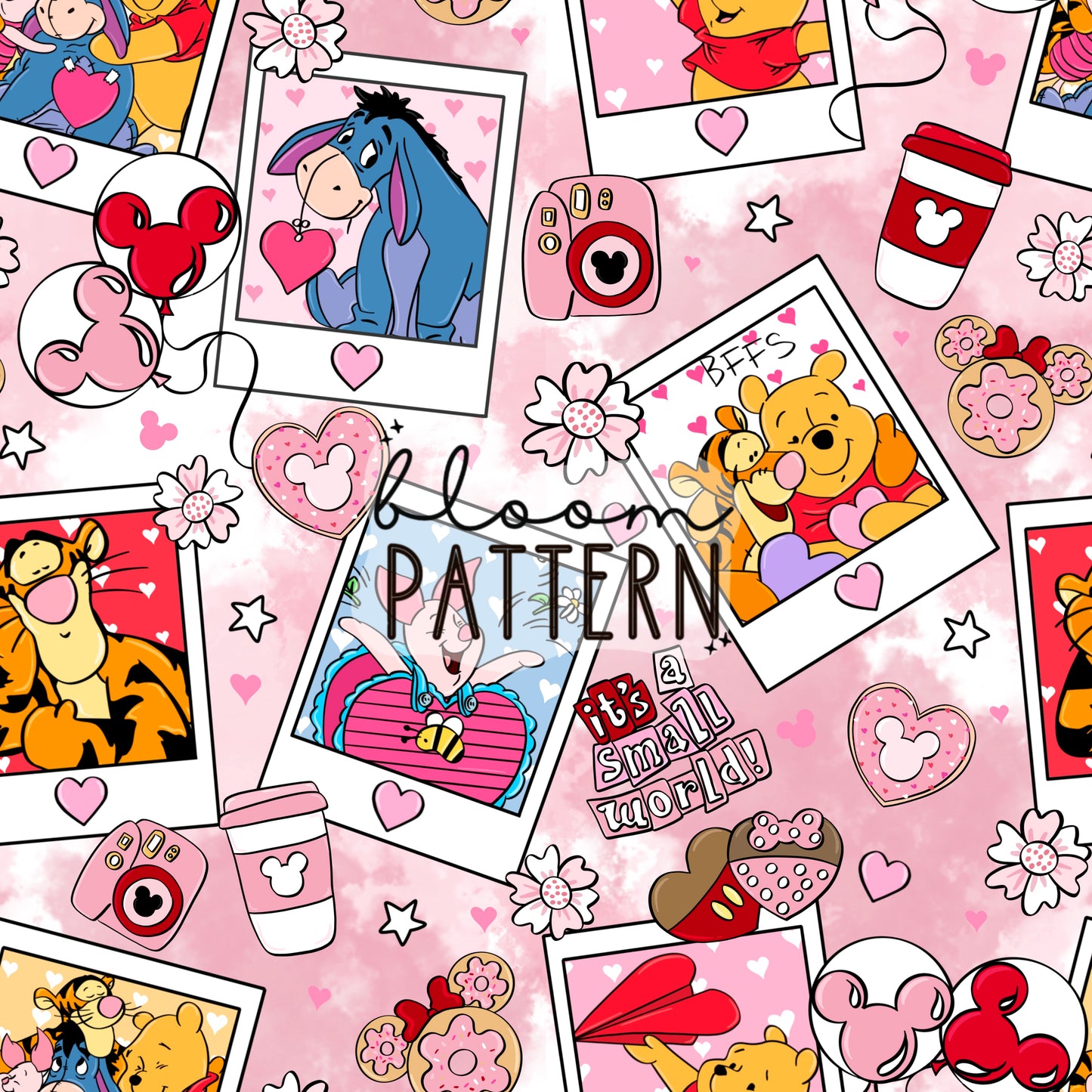 Pooh Valentines day Seamless Pattern