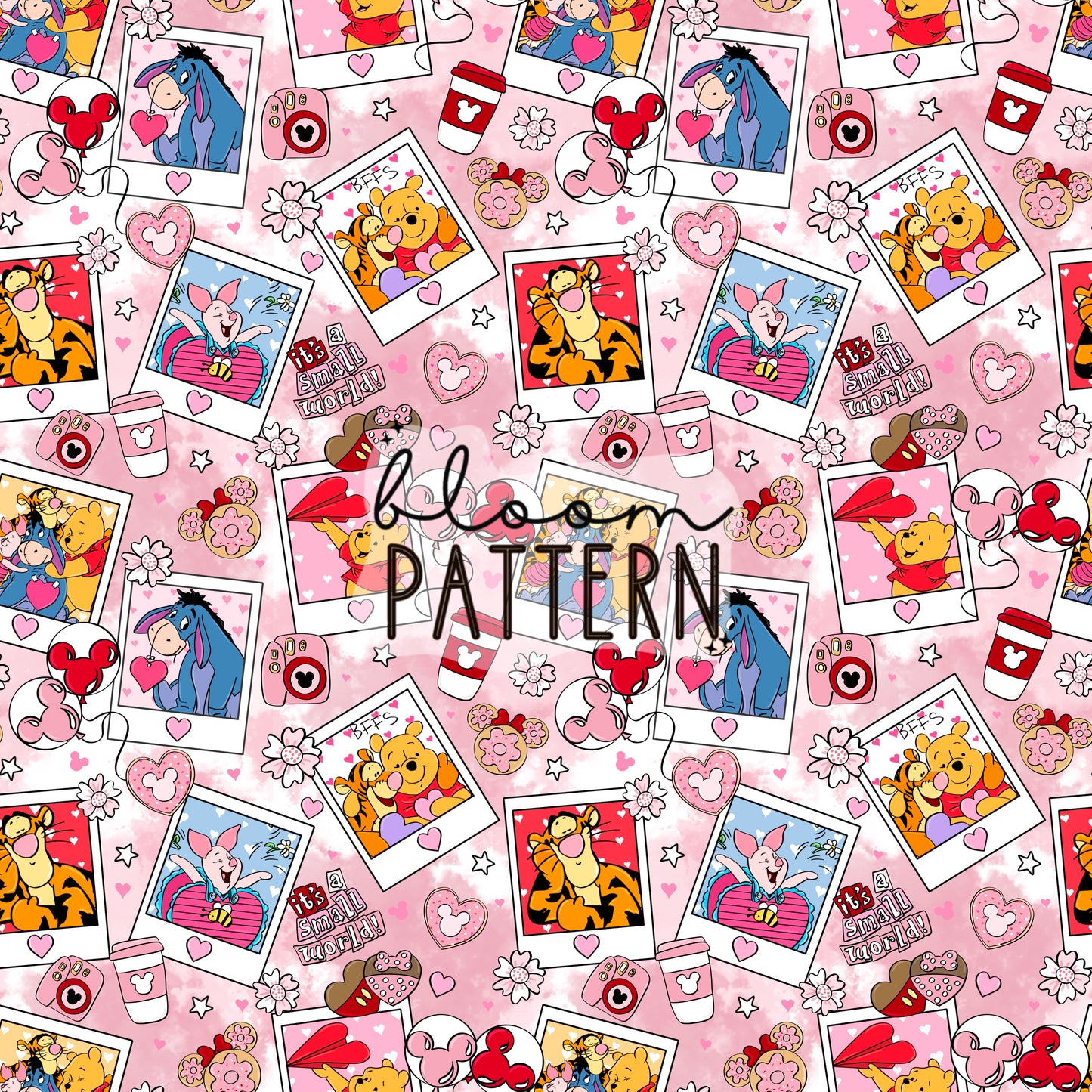 Pooh Valentines day Seamless Pattern