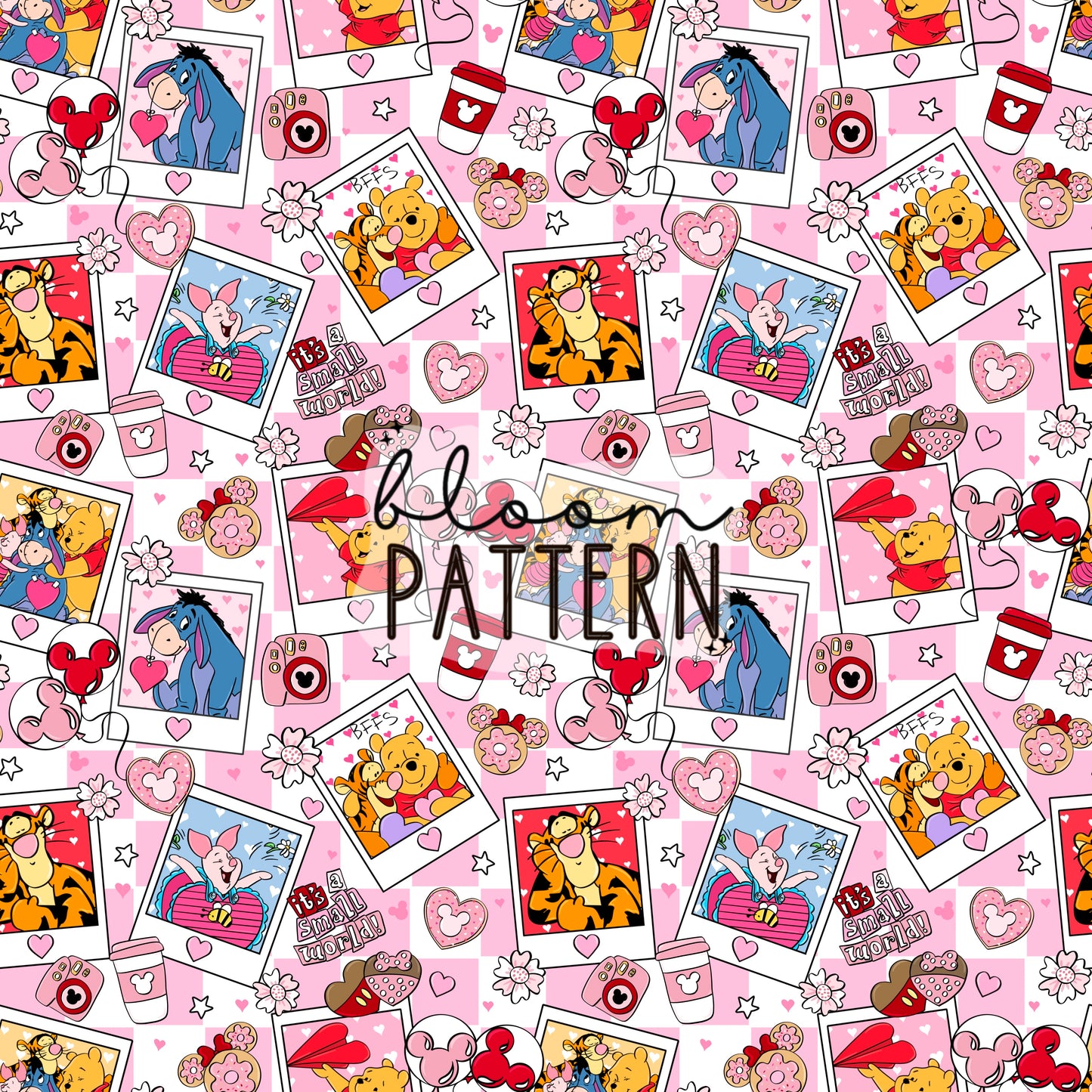 Pooh Valentines day Seamless Pattern