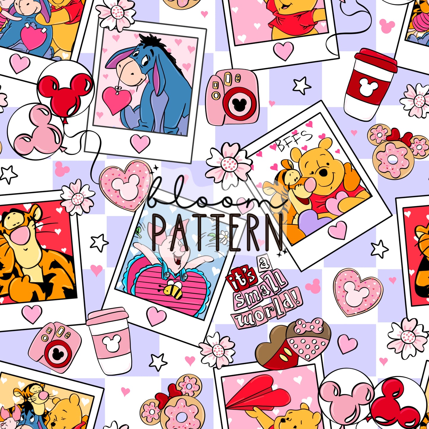 Pooh Valentines day Seamless Pattern