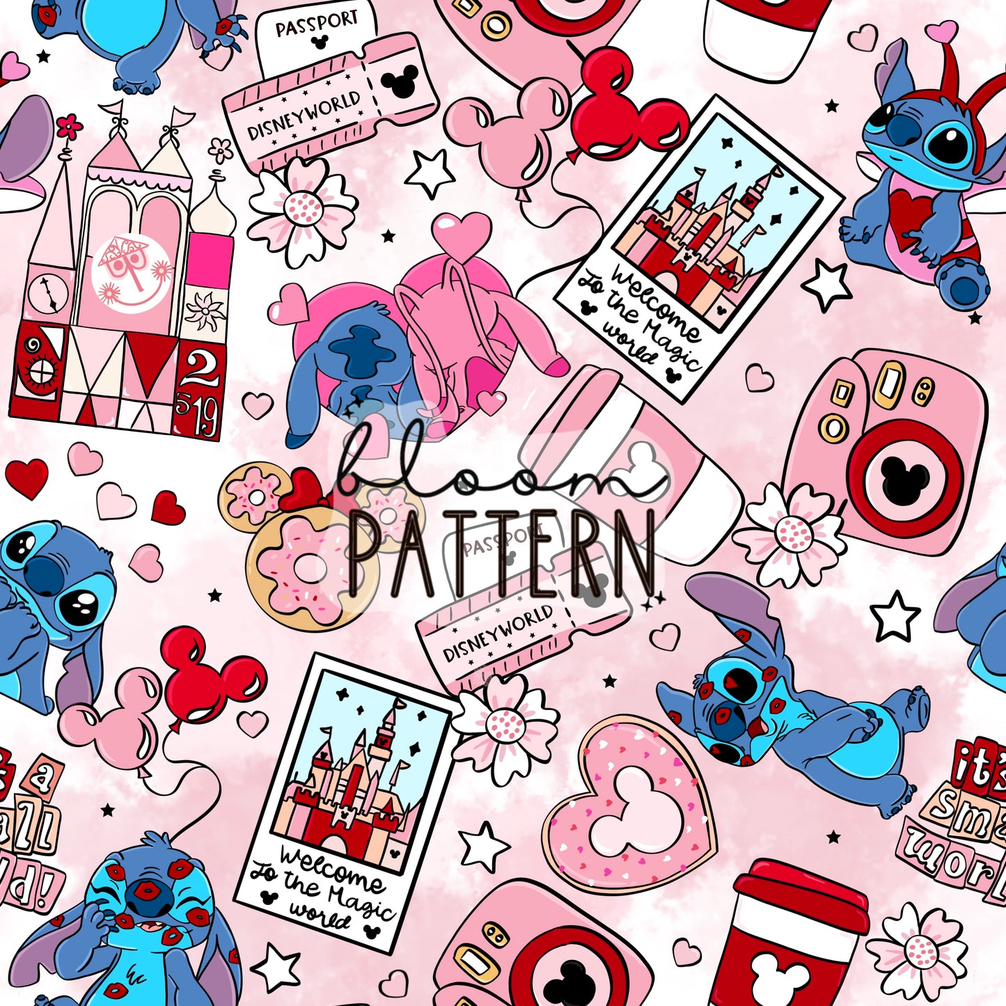 Valentines day Stitch Seamless Pattern