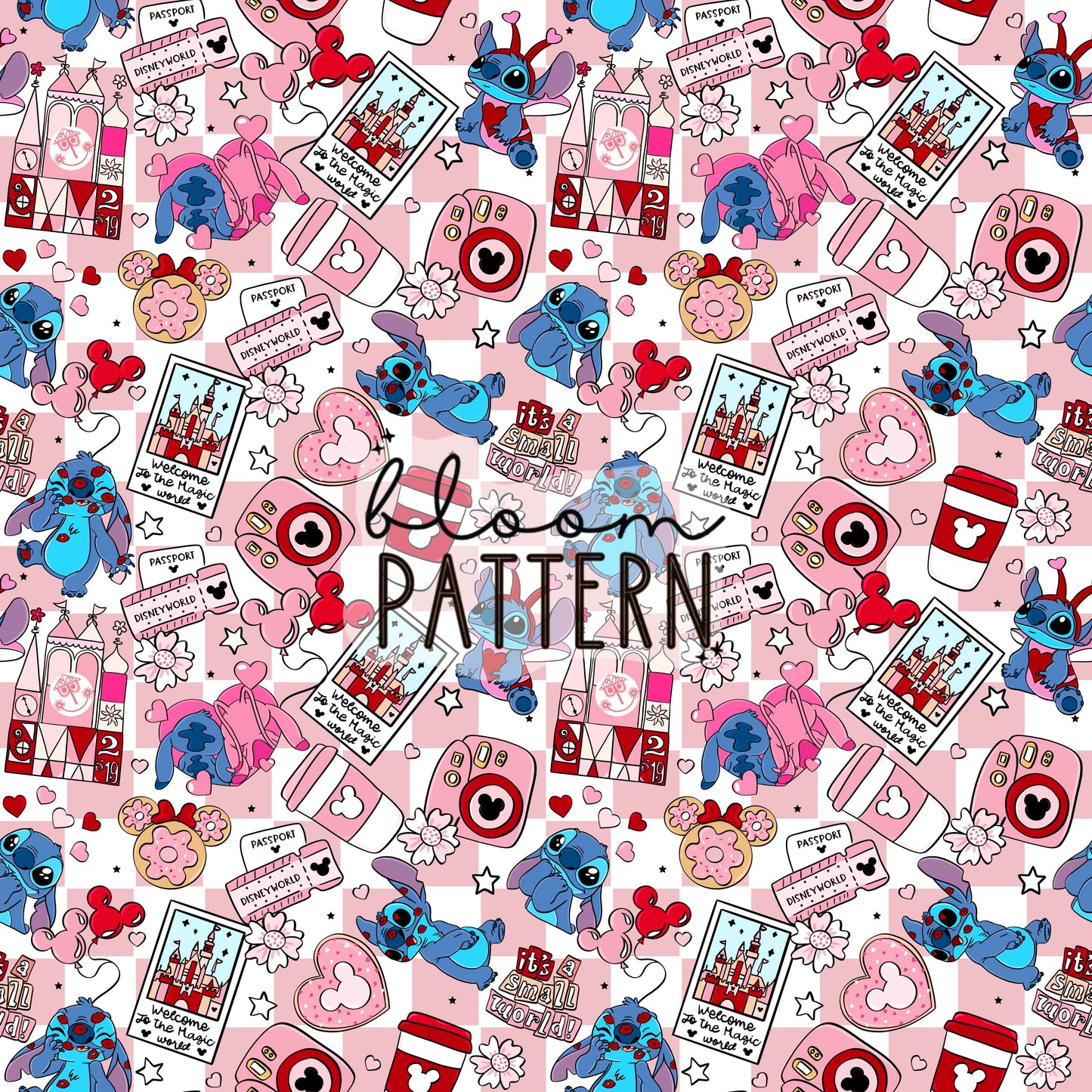 Valentines day Stitch Seamless Pattern