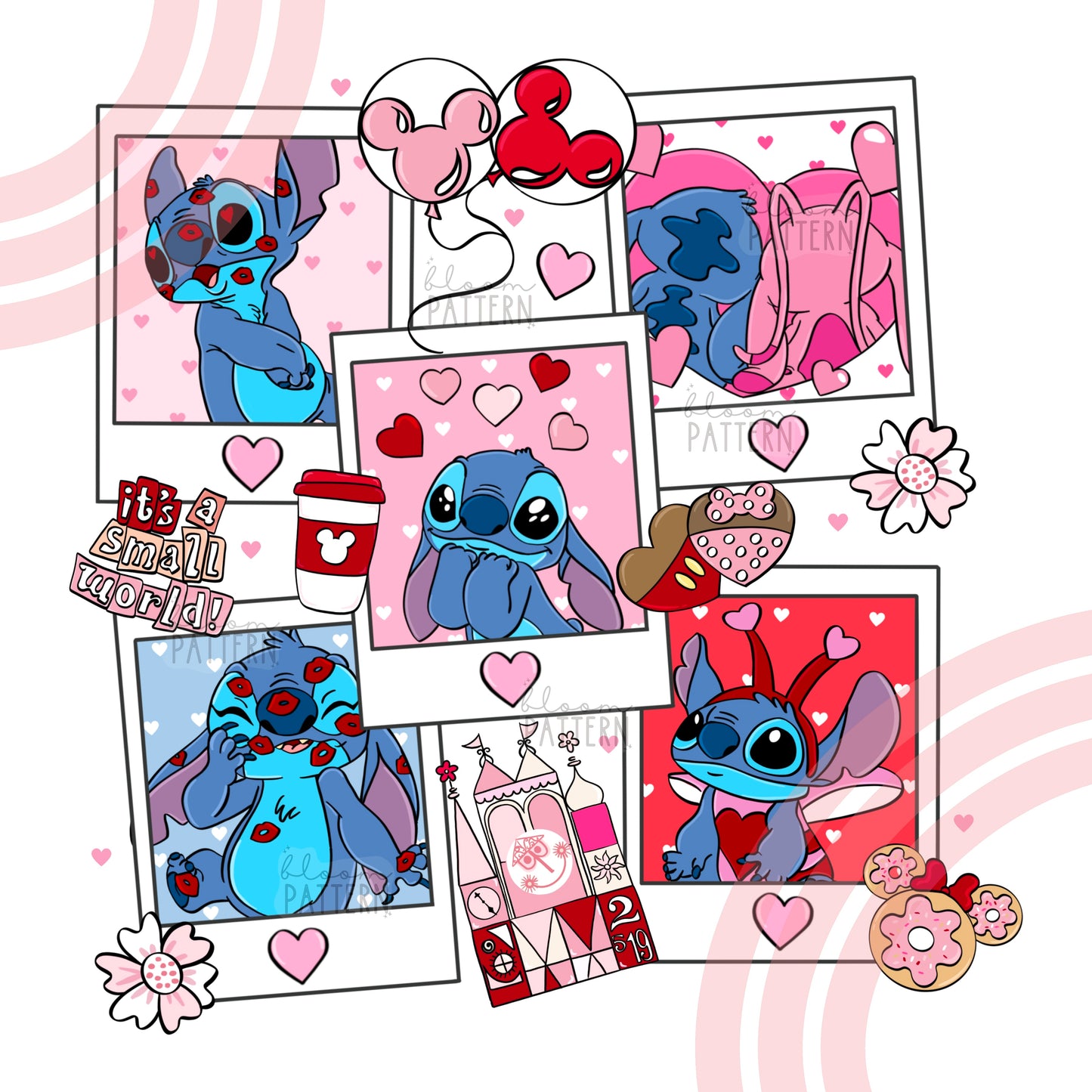 Valentines day Stitch Sublimation Design