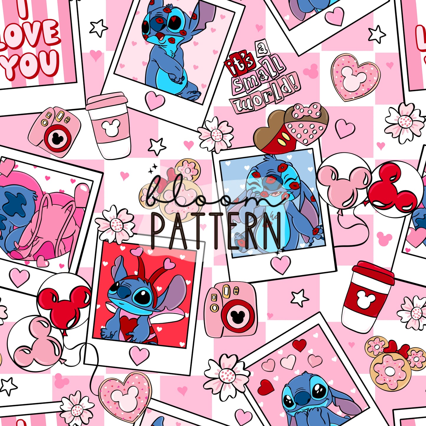 Valentines day Stitch Seamless Pattern