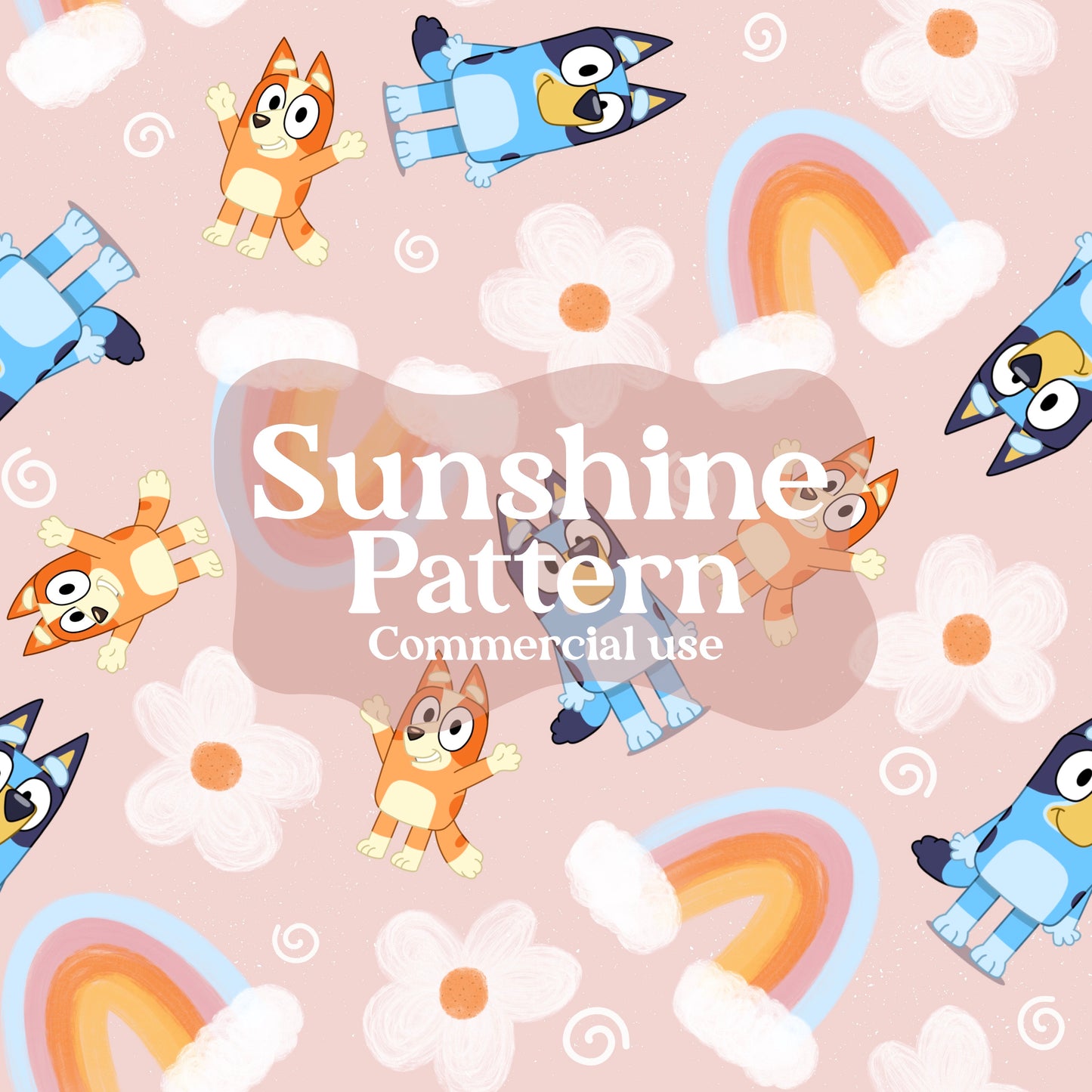 Blue Dog Spring Seamless Pattern