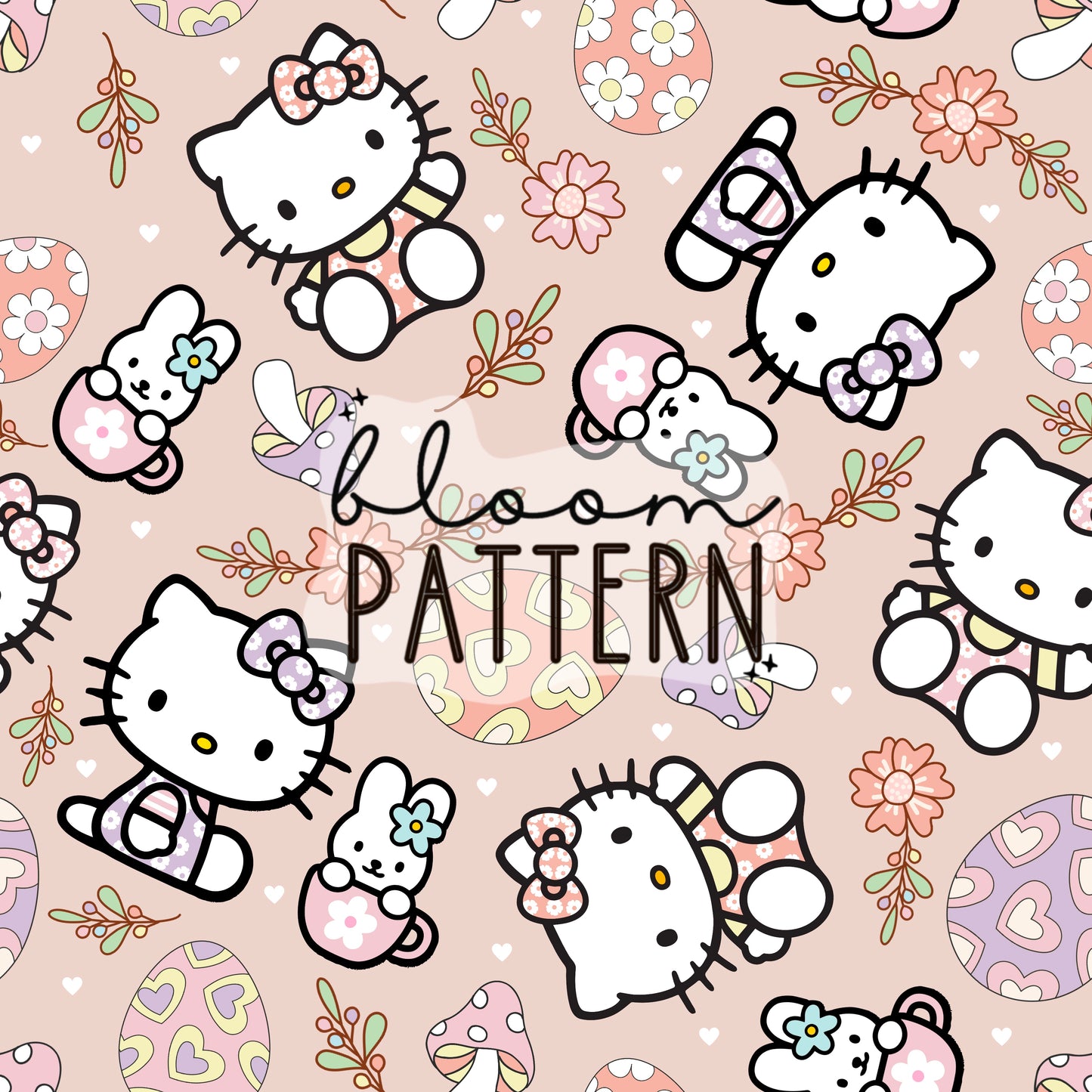 Kitty easter seamless pattern