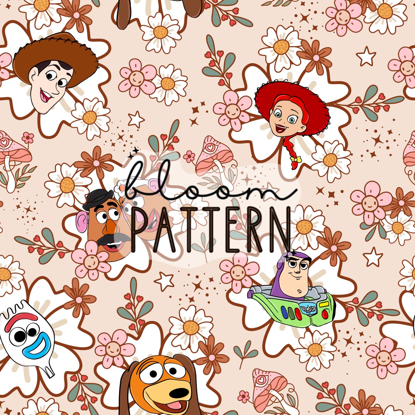 Spring Story Friends Seamless Pattern