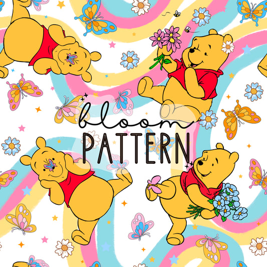 Magical Pooh Spring Seamless Pattern